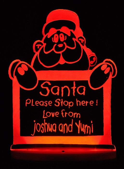 Santa Claus Please Stop Here Christmas Light 3D LED Night Light 7 Colours + Remote Control - Kustombox