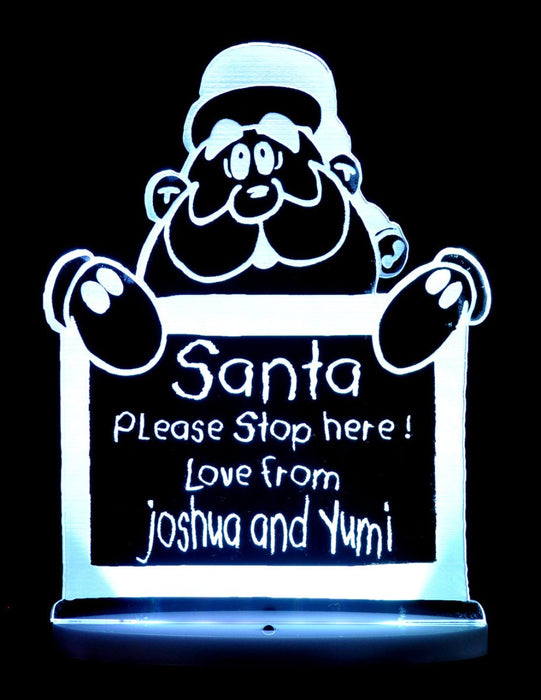 Santa Claus Please Stop Here Christmas Light 3D LED Night Light 7 Colours + Remote Control - Kustombox