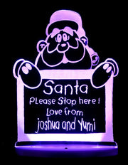 Santa Claus Please Stop Here Christmas Light 3D LED Night Light 7 Colours + Remote Control - Kustombox