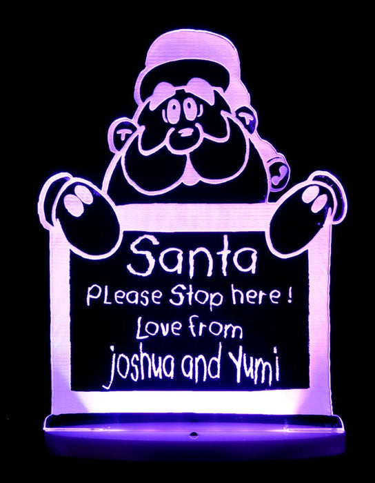 Santa Claus Please Stop Here Christmas Light 3D LED Night Light 7 Colours + Remote Control - Kustombox
