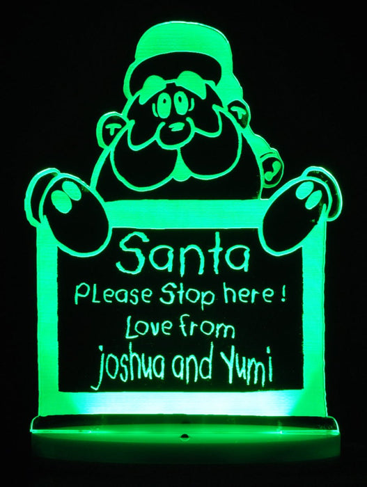 Santa Claus Please Stop Here Christmas Light 3D LED Night Light 7 Colours + Remote Control - Kustombox