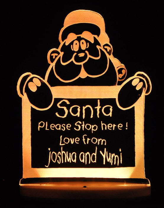 Santa Claus Please Stop Here Christmas Light 3D LED Night Light 7 Colours + Remote Control - Kustombox