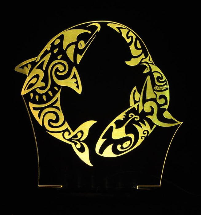Shark and Dolphin Kiwi Art - 3D LED Night Light 7 Colours + Remote Control - Kustombox