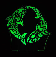 Shark and Dolphin Kiwi Art - 3D LED Night Light 7 Colours + Remote Control - Kustombox