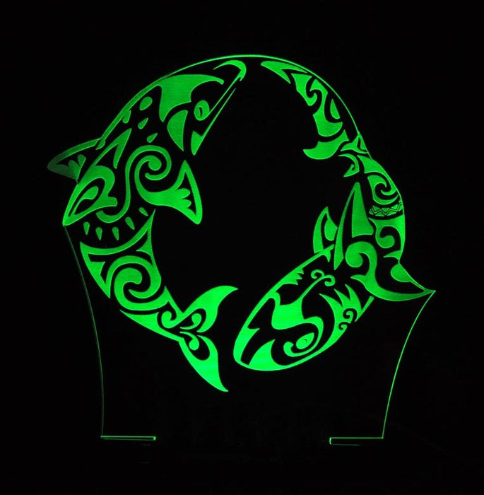 Shark and Dolphin Kiwi Art - 3D LED Night Light 7 Colours + Remote Control - Kustombox