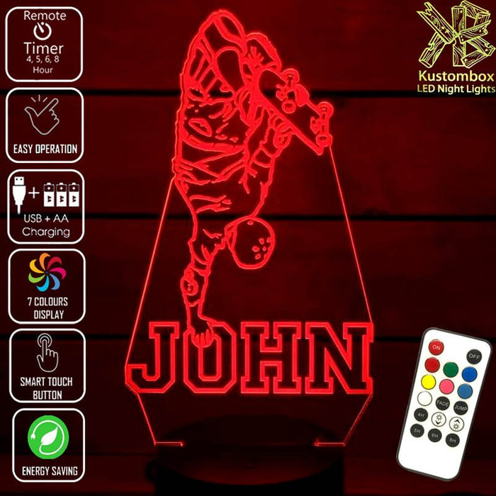 SKATE BOARD PERSONALISED NAME 3D LED Night Light 7 Colours + Remote Control - Kustombox