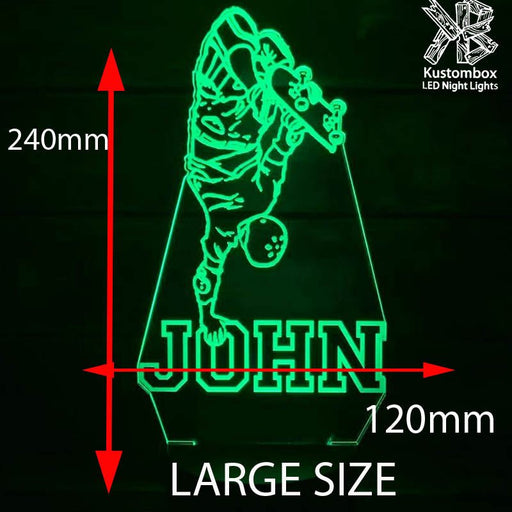 SKATE BOARD PERSONALISED NAME 3D LED Night Light 7 Colours + Remote Control - Kustombox