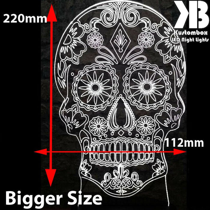 SKULL CANDY DAY OF THE DEAD 3D LED Night Light 7 Colours + Remote Control - Kustombox