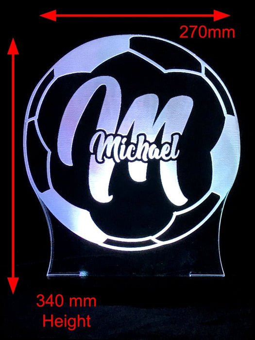 Soccer Football Personalised Name 3D LED Night Light 7 Colours + Remote Control - Kustombox