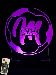 Soccer Football Personalised Name 3D LED Night Light 7 Colours + Remote Control - Kustombox