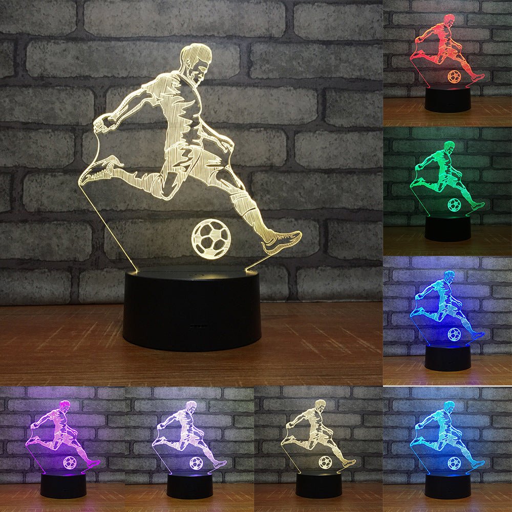 Led Doccer Football Soccer Football Player 3D LED Night Light Lamp — Kustombox