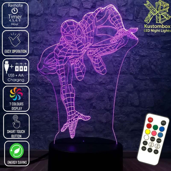 SPIDERMAN AVENGERS LED Night Light 7 Colours + Remote Control - Kustombox