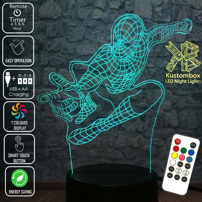 SPIDERMAN AVENGERS LED Night Light 7 Colours + Remote Control - Kustombox