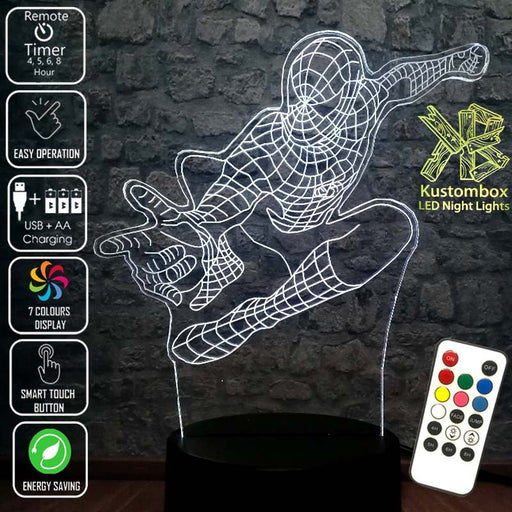 SPIDERMAN AVENGERS LED Night Light 7 Colours + Remote Control - Kustombox
