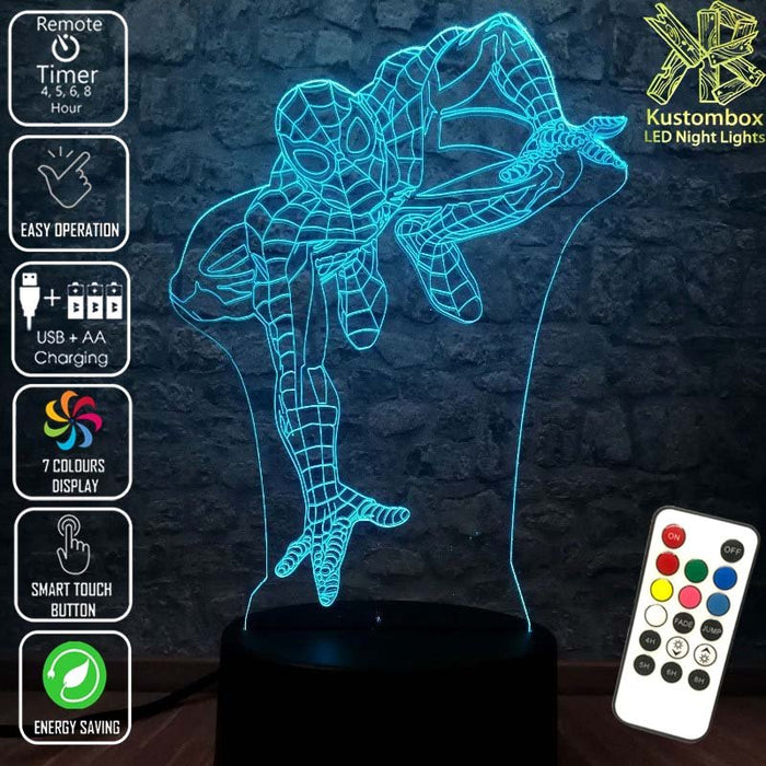 SPIDERMAN AVENGERS LED Night Light 7 Colours + Remote Control - Kustombox