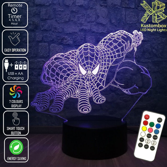 SPIDERMAN AVENGERS LED Night Light 7 Colours + Remote Control - Kustombox