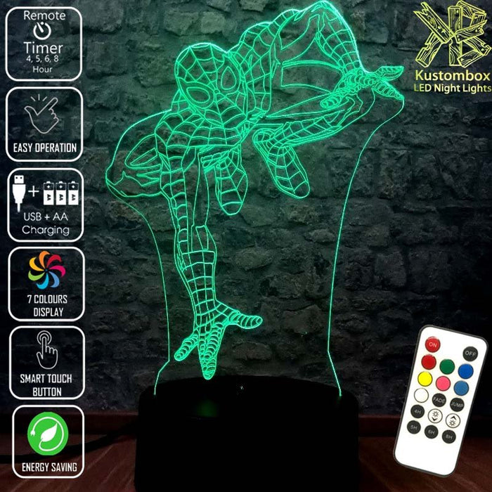SPIDERMAN AVENGERS LED Night Light 7 Colours + Remote Control - Kustombox