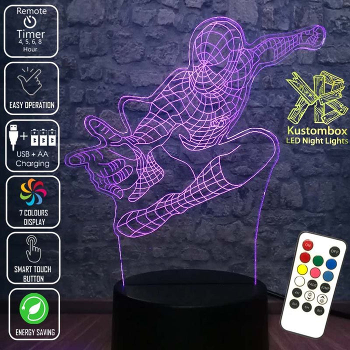 SPIDERMAN AVENGERS LED Night Light 7 Colours + Remote Control - Kustombox