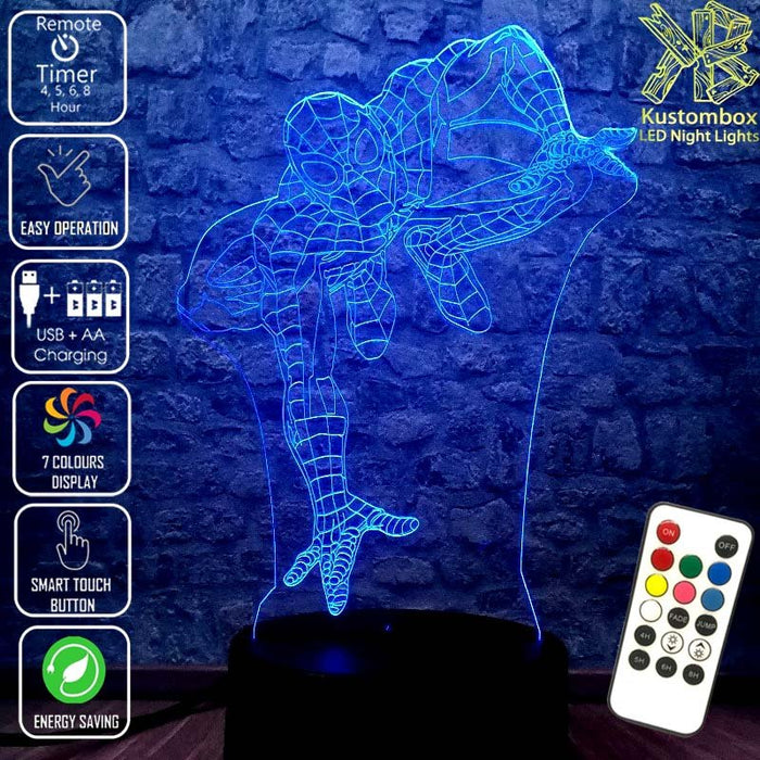 SPIDERMAN AVENGERS LED Night Light 7 Colours + Remote Control - Kustombox