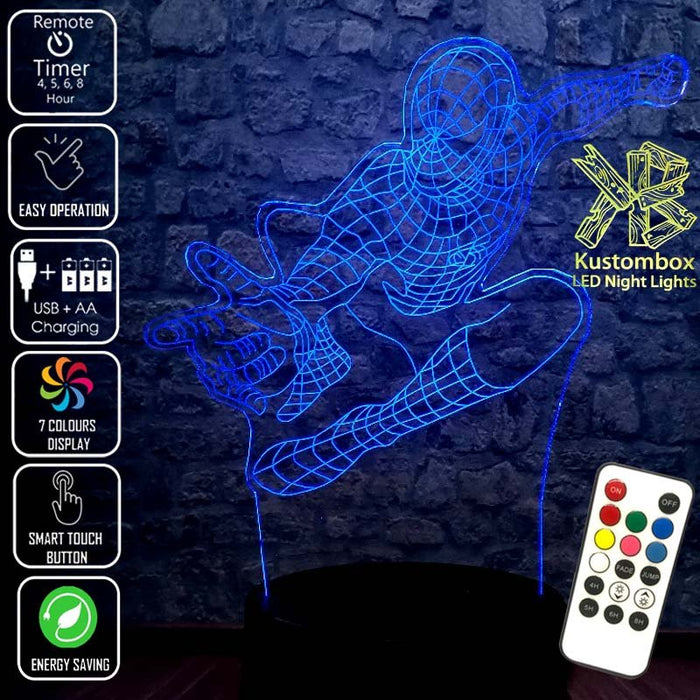 SPIDERMAN AVENGERS LED Night Light 7 Colours + Remote Control - Kustombox