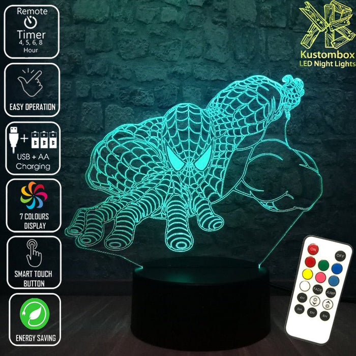 SPIDERMAN AVENGERS LED Night Light 7 Colours + Remote Control - Kustombox