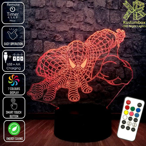 SPIDERMAN AVENGERS LED Night Light 7 Colours + Remote Control - Kustombox