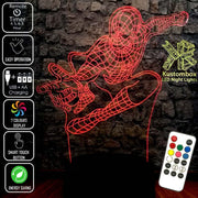 SPIDERMAN AVENGERS LED Night Light 7 Colours + Remote Control - Kustombox