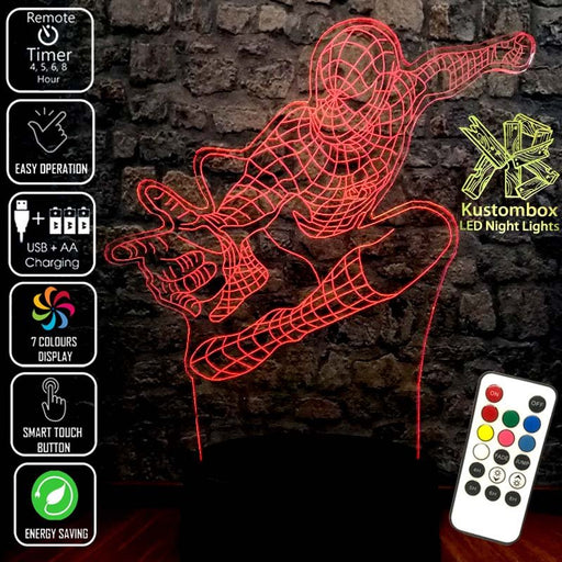 SPIDERMAN AVENGERS LED Night Light 7 Colours + Remote Control - Kustombox