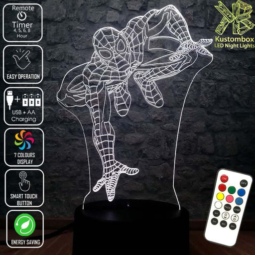 SPIDERMAN AVENGERS LED Night Light 7 Colours + Remote Control - Kustombox