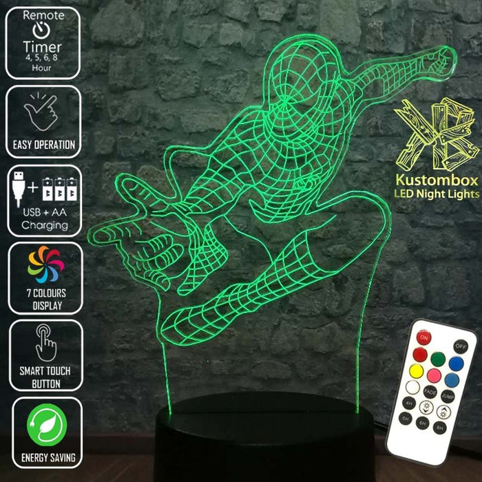 SPIDERMAN AVENGERS LED Night Light 7 Colours + Remote Control - Kustombox