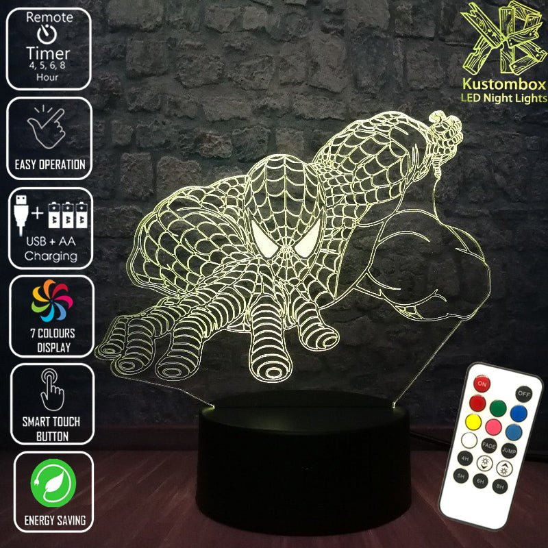 SPIDERMAN AVENGERS LED Night Light 7 Colours + Remote Control - Kustombox