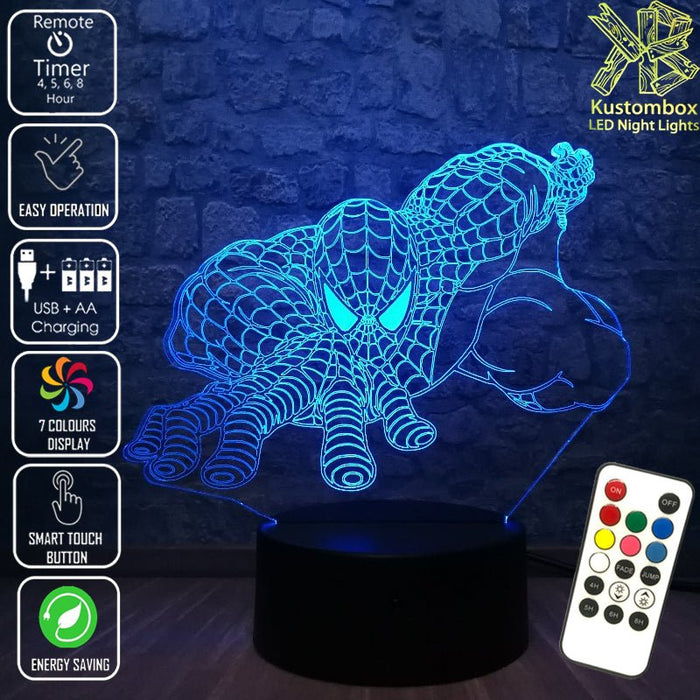 SPIDERMAN AVENGERS LED Night Light 7 Colours + Remote Control - Kustombox