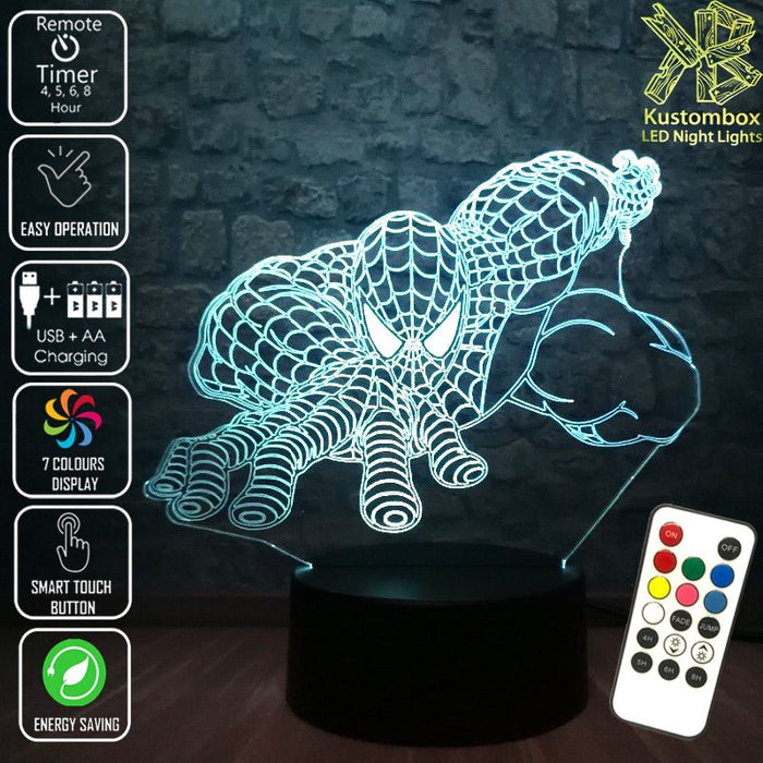 SPIDERMAN AVENGERS LED Night Light 7 Colours + Remote Control - Kustombox