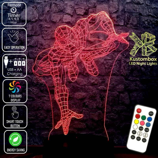 SPIDERMAN AVENGERS LED Night Light 7 Colours + Remote Control - Kustombox