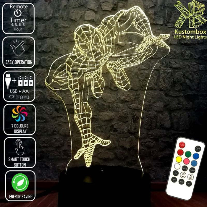 SPIDERMAN AVENGERS LED Night Light 7 Colours + Remote Control - Kustombox