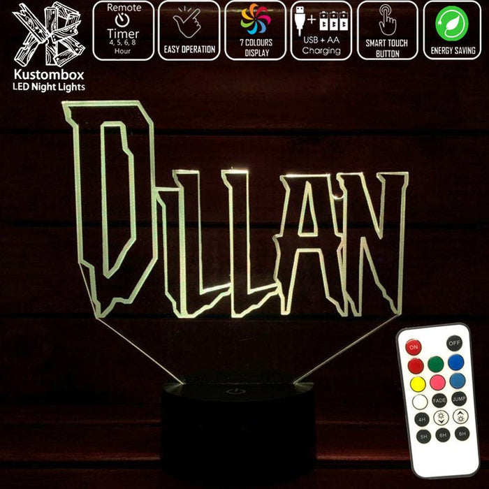 Spiderman Font Personalised Name 3D LED Night Light 7 Colours + Remote Control - Kustombox