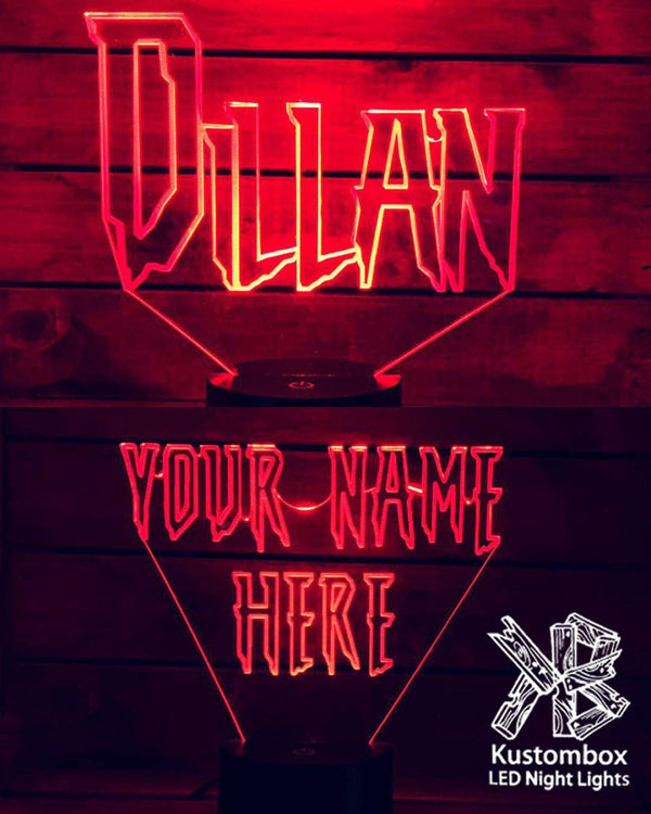 Spiderman Font Personalised Name 3D LED Night Light 7 Colours + Remote Control - Kustombox