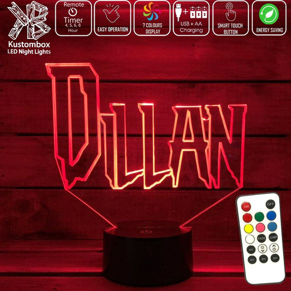 Spiderman Font Personalised Name 3D LED Night Light 7 Colours + Remote Control - Kustombox