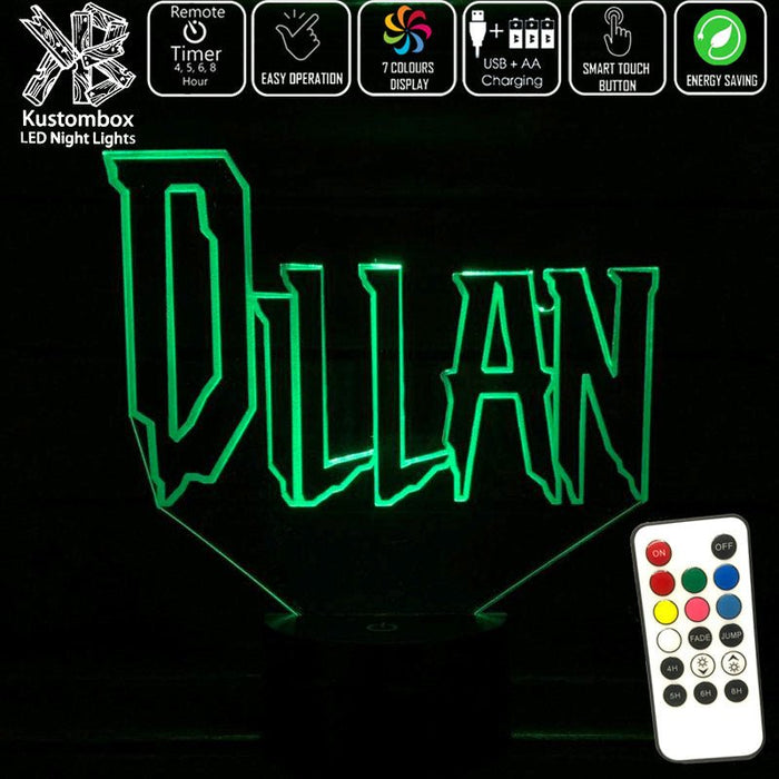 Spiderman Font Personalised Name 3D LED Night Light 7 Colours + Remote Control - Kustombox