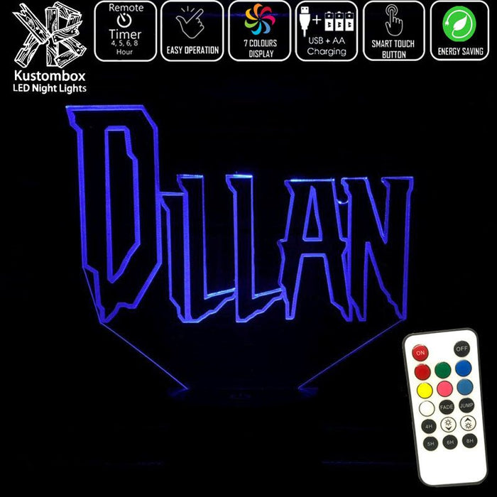 Spiderman Font Personalised Name 3D LED Night Light 7 Colours + Remote Control - Kustombox