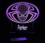Spiderman Personalised Name - 3D LED Night Light 7 Colours + Remote Control - Kustombox