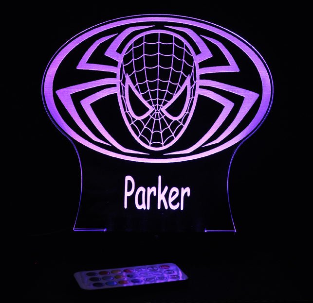 Spiderman Personalised Name - 3D LED Night Light 7 Colours + Remote Control - Kustombox