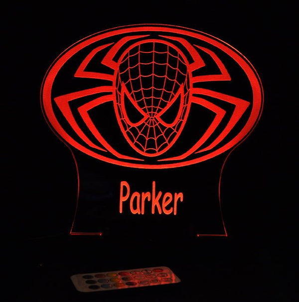 Spiderman Personalised Name - 3D LED Night Light 7 Colours + Remote Control - Kustombox