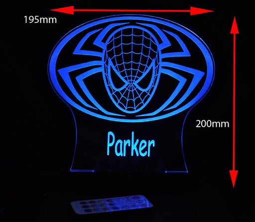Spiderman Personalised Name - 3D LED Night Light 7 Colours + Remote Control - Kustombox