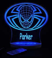 Spiderman Personalised Name - 3D LED Night Light 7 Colours + Remote Control - Kustombox