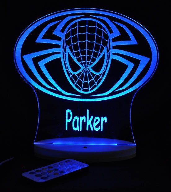 Spiderman Personalised Name - 3D LED Night Light 7 Colours + Remote Control - Kustombox