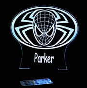 Spiderman Personalised Name - 3D LED Night Light 7 Colours + Remote Control - Kustombox