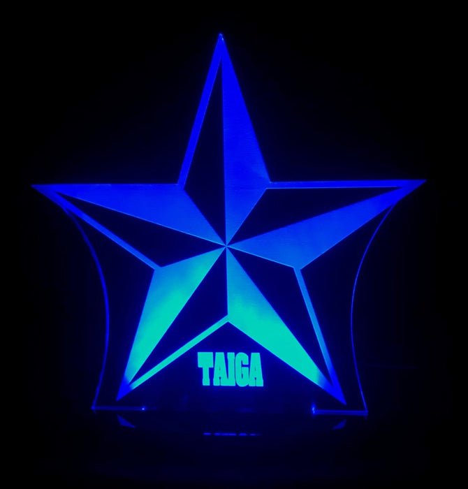 Star Shape Personalised Name - 3D LED Night Light 7 Colours + Remote Control - Kustombox