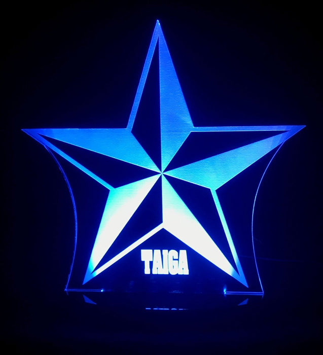 Star Shape Personalised Name - 3D LED Night Light 7 Colours + Remote Control - Kustombox