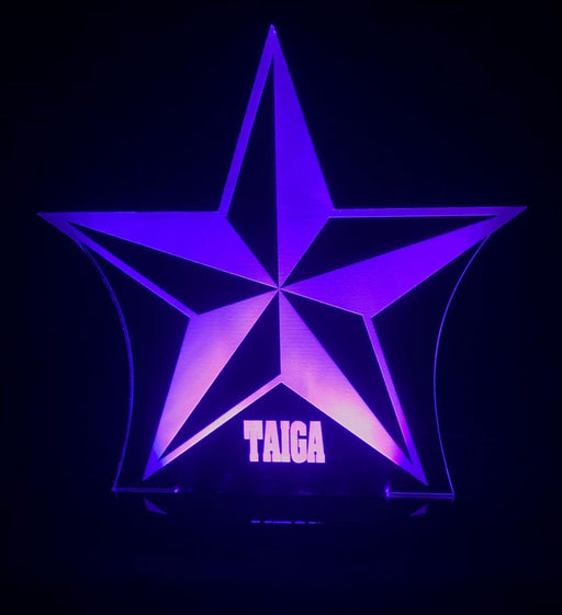 Star Shape Personalised Name - 3D LED Night Light 7 Colours + Remote Control - Kustombox